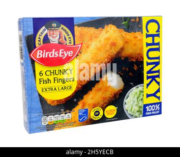 Birds Eye frozen jumbo chunky extra large fish fingers with breadcrumb coating Stock Photo