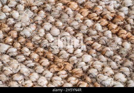 Close up photo of jute fabric who knows as eco friendly material for daily use. Stock Photo