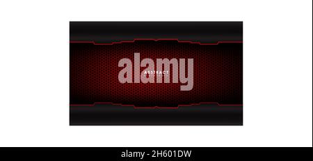 Red Background With Lines And Hexagonal Pattern Stock Vector