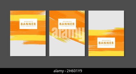 Orange Yellow Grunge Brush Stroke Banner Stock Vector