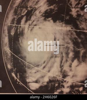 This image of Typhoon Judy was taken by the ESSA 1 weather satellite on May 28, 1966 Stock Photo