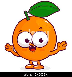 Funny cartoon orange character on white background. Stock Photo