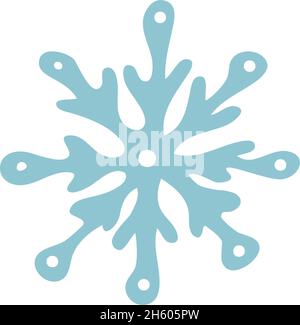 Doodle snowflakes blue simple icon, vector illustration isolated on white background Stock Vector