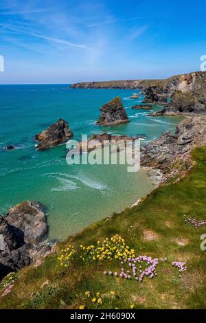 Bedruthan Steps; Cornwall; UK Stock Photo