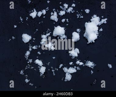 snow chunks lumps texture of snow on a black background Stock Photo