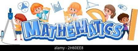 Math icon with kids and math tools illustration Stock Vector