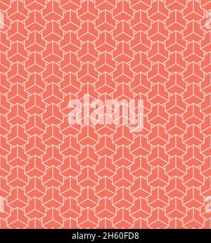 Seamless Pattern vector design with a minimalist style in mosaic with coral and pink colors. Background with a geometric pattern with pink cubes Stock Vector