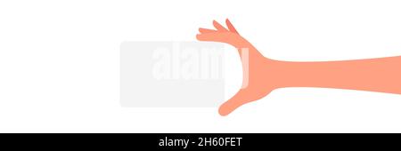 Hand holding bank card vector payment flat illustration. Purchase communication, finance concept. Stock Vector