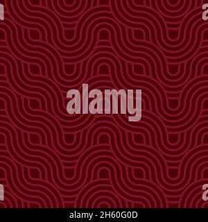 Seamless Pattern design vector with a minimalist style in lines with red and burgundy colors. Background with a red curved lines pattern Stock Vector