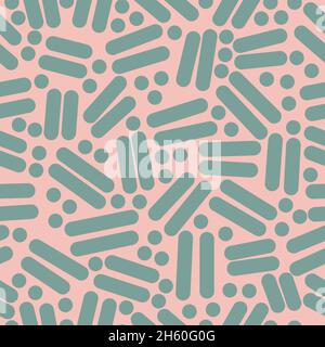 Seamless Pattern design with a retro style with lines and dots with pastel pink and turquoise colors. Background with a pattern with geometric shapes Stock Vector