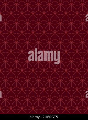 Seamless Pattern design with a minimalist style in mosaic with red and burgundy colors. Background with a geometric pattern with three-dimensional hex Stock Vector