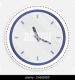 cartoon icon of doodle Wall Clock. Mechanical watch for measuring time. Countdown to for new year. Vector isolated on white background Stock Vector