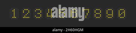Clock vector electronic led nuber collection in dotted scoreboard style vector font typeset illustration. Stock Vector