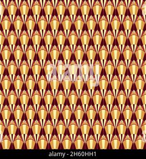 Seamless Pattern design with a minimalist art deco style with bright yellow and red colors. Background with a pattern of yellow and burgundy rhombuses Stock Vector