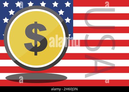 This vector image is a striking representation of the USA and the dollar, with the USA watermark. Stock Vector