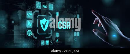 CSR Corporate social responsibility business technology concept on virtual screen. Stock Photo