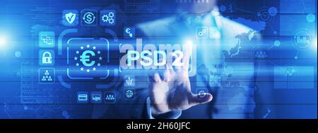 PSD2 Payment Services Directive Open Banking Payment service provider security protocol. Stock Photo