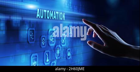 Automation Gears icon RPA Software development business process optimisation innovation technology. Stock Photo