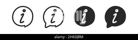 Information icon symbol in doodle circle illustration set, faq info hand drawn mark vector knowlwdge element. Stock Vector