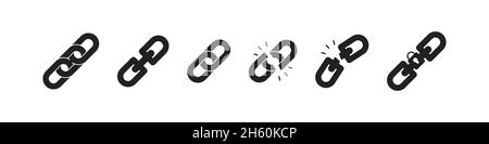 Chain vector icon set, chains collection in flat style symbol connection link concept illustration. Stock Vector