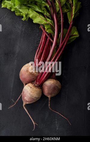 Fresh beetroot on a black background. Stock Photo