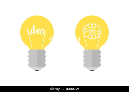 Idea lightbulb vector creative inspiration flat illustration, vector thinking light bulb. Stock Vector