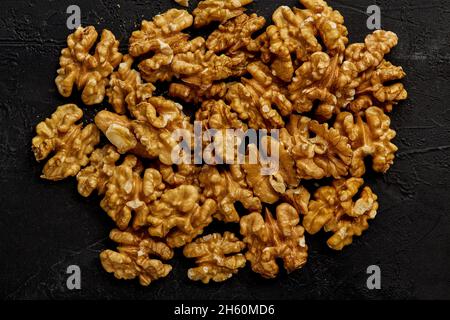 Peeled walnuts viewed from the top. Stock Photo