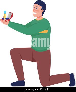 Proposing man semi flat color vector character Stock Vector