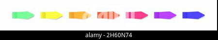 Sticker adhesive colorful notes with shadow collection, note with different colors tape reminders set illustration. Stock Vector
