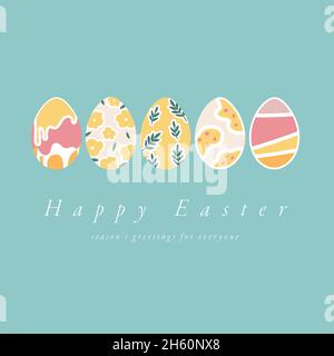 Vector illustration for Easter holiday. Set of painting eggs. Template for greeting card, poster, flyer and other users. Stock Vector