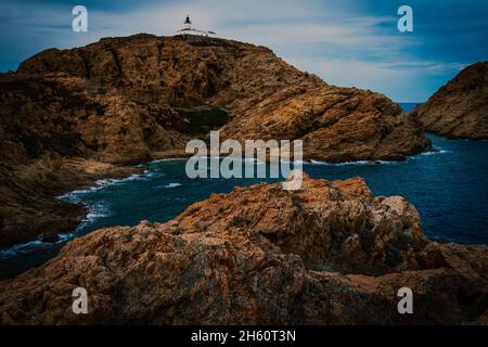 isle rousse  or red isle ,corsica ,France , showing light house ,landscape and travel ,holiday destination . Stock Photo