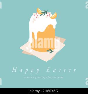 Vector illustration for Easter holiday. Easter cake and painting eggs. Template for greeting card, poster, flyer and other users. Stock Vector