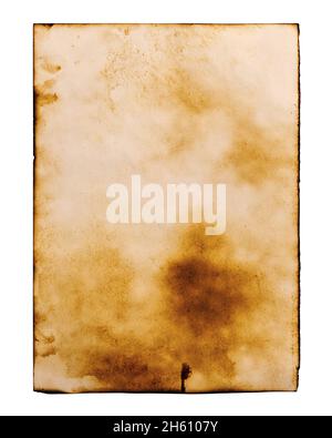 Blank old burnt page isolated on the white background Stock Photo
