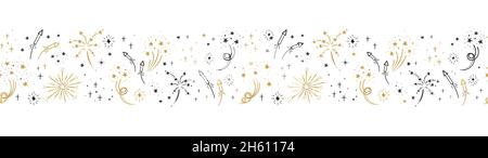 Fun hand drawn doodle fireworks, seamless pattern, great for textiles, wrapping, banner, wallpapers - vector design Stock Vector