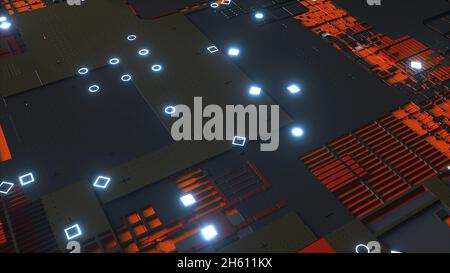 Circuit with glass closeup, 3d rendering background, computer generated content Stock Photo