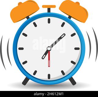 ringing classic alarm clock on white background, vector illustration Stock Vector