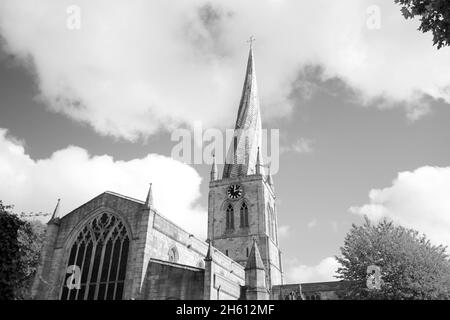 Parish Church of St Mary and All Saints, also known as the Crooked Spire, Chesterfield town centre, Derbyshire, England. A landmark church. Iconic. Stock Photo