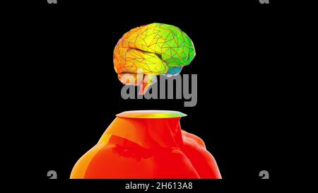 Technological development of intelligence with 3d render abstract anatomical visualization. Futuristic organism for working on complex projects and vi Stock Photo