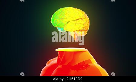 Technological development of intelligence with 3d render abstract anatomical visualization. Futuristic organism for working on complex projects and vi Stock Photo