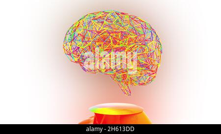 Technological development of intelligence with 3d render abstract anatomical visualization. Futuristic organism for working on complex projects and vi Stock Photo