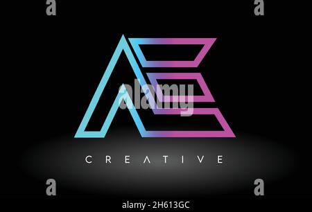 AE A E Purple Letter Logo Design with Creative Liquid Effect Flowing ...