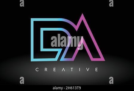 DA D A Purple Letter Logo Design with Creative Liquid Effect Flowing ...