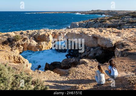 Kamara Tou Koraka Stone Arch, Cape Greco National Forest Park, Cyprus Stock Photo
