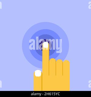 Index finger touching a circle that establishes a connection Stock Vector