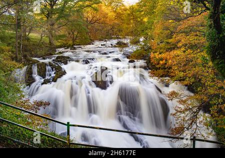 Swalow Falls, (The River Llugwy) near Betws-Y-Coed, County Conwy, North Wales. Image taken in November 2021. Stock Photo