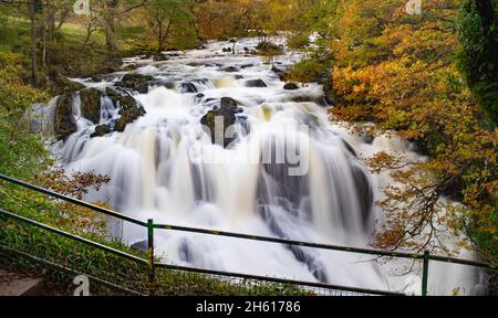 Swalow Falls, (The River Llugwy) near Betws-Y-Coed, County Conwy, North Wales. Image taken in November 2021. Stock Photo