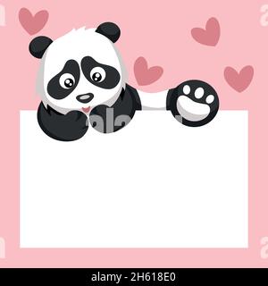 Panda bear card climbing dedication poster by valentine Stock Vector