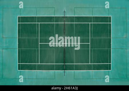 Aerial top view tennis court Stock Photo