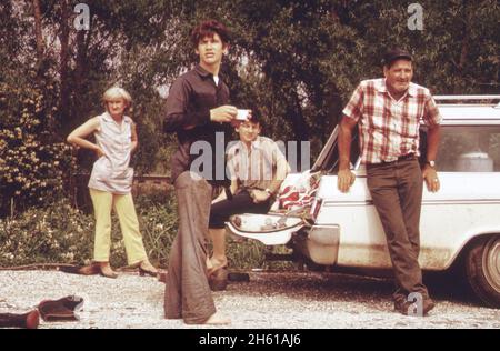 Fisherman and family at Owl Bayou on Highway 51 between Laplace and Manchac ca. April 1973 Stock Photo