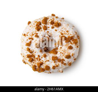 Sweet glazed donut with sprinkles isolated on white background. Stock Photo